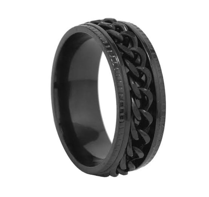 1PS/ VIRSL PLATIMIUM SPINNER RING FOR MENAND BOY -FASHION HIGH QUALITY (BLACK) SPPINER RINGS FOR MEN AND BOYS