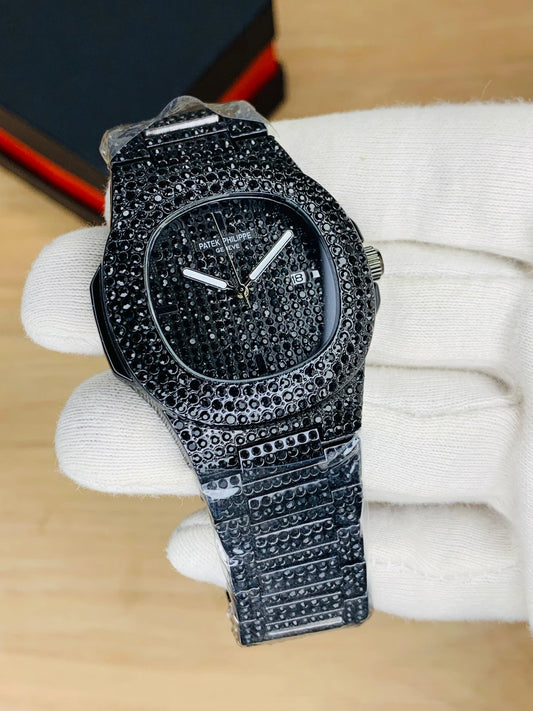 All Black Iced-Out Patek Philippe – Fully Frosted Luxury Timepiece